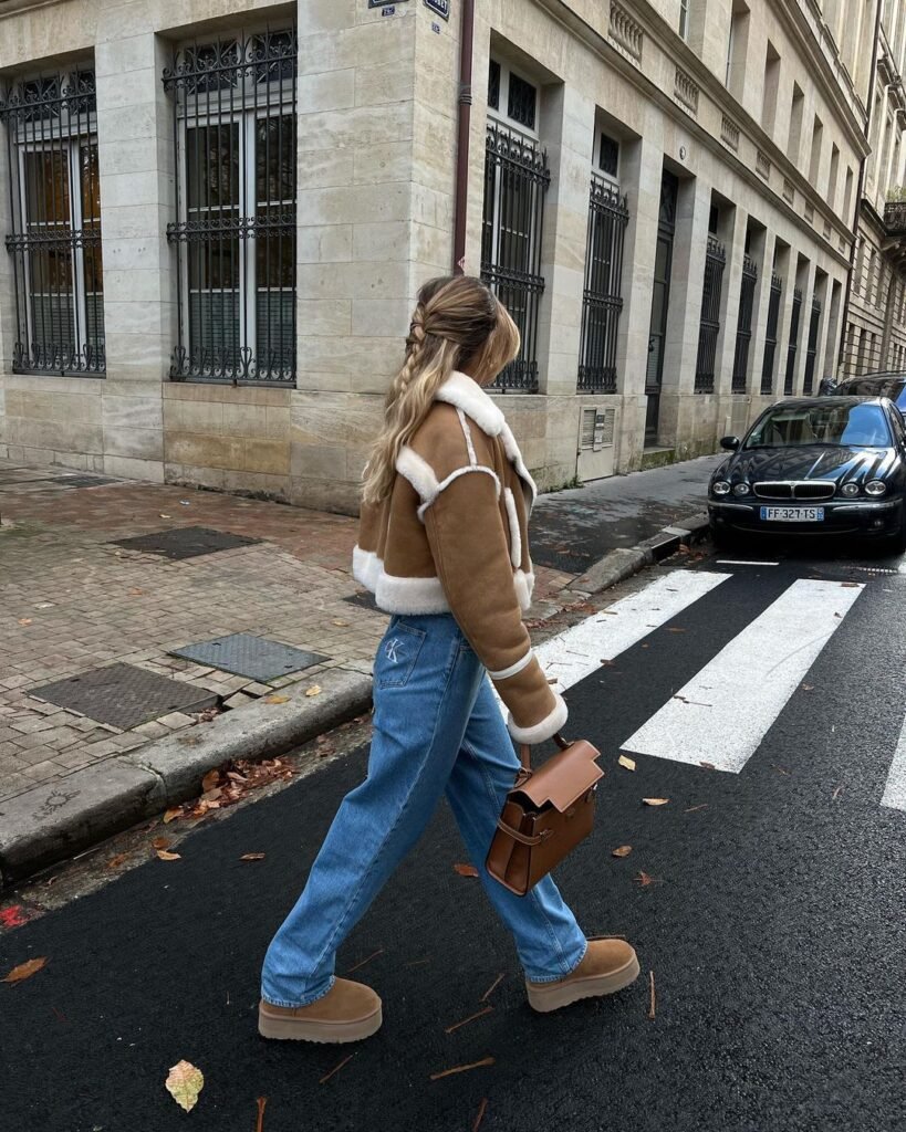 Jeans Sherpa Lined Jacket comfy fall outfit