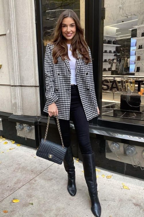 Black White Houndstooth Blazer