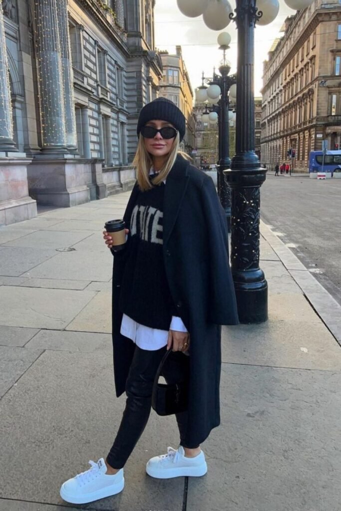 All Black Layers White Platform Sneakers