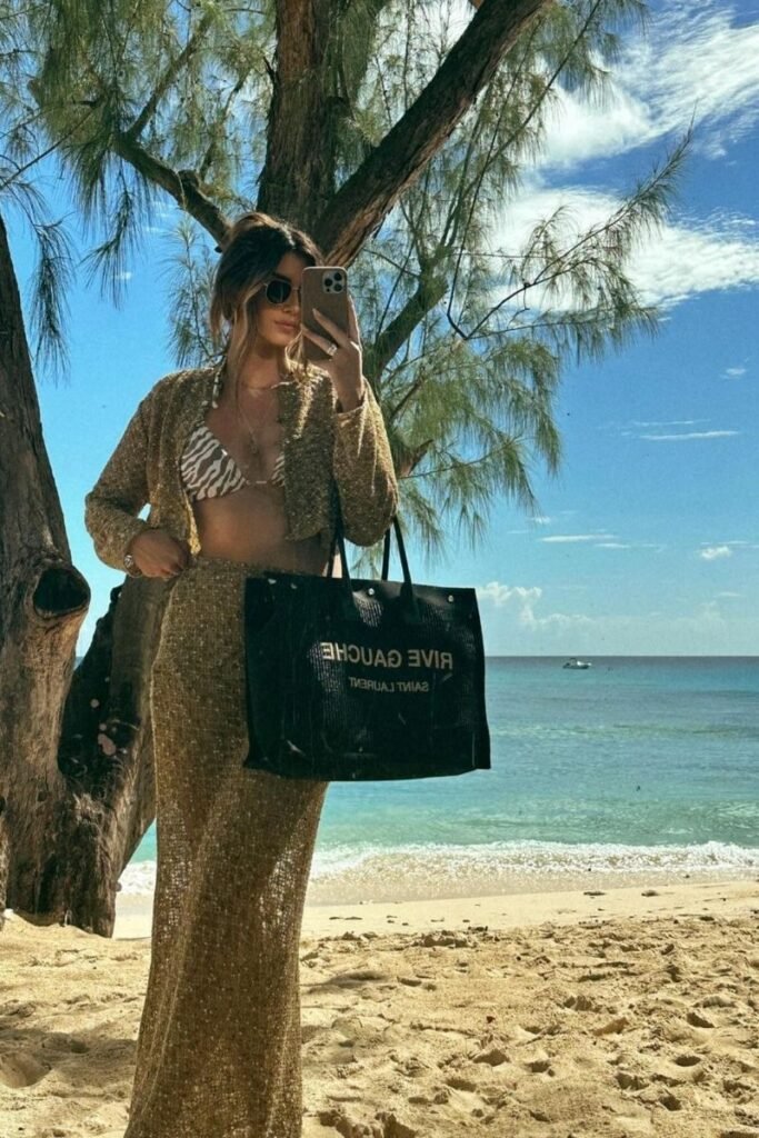 Animal Print Bikini with Golden Cover Up 1