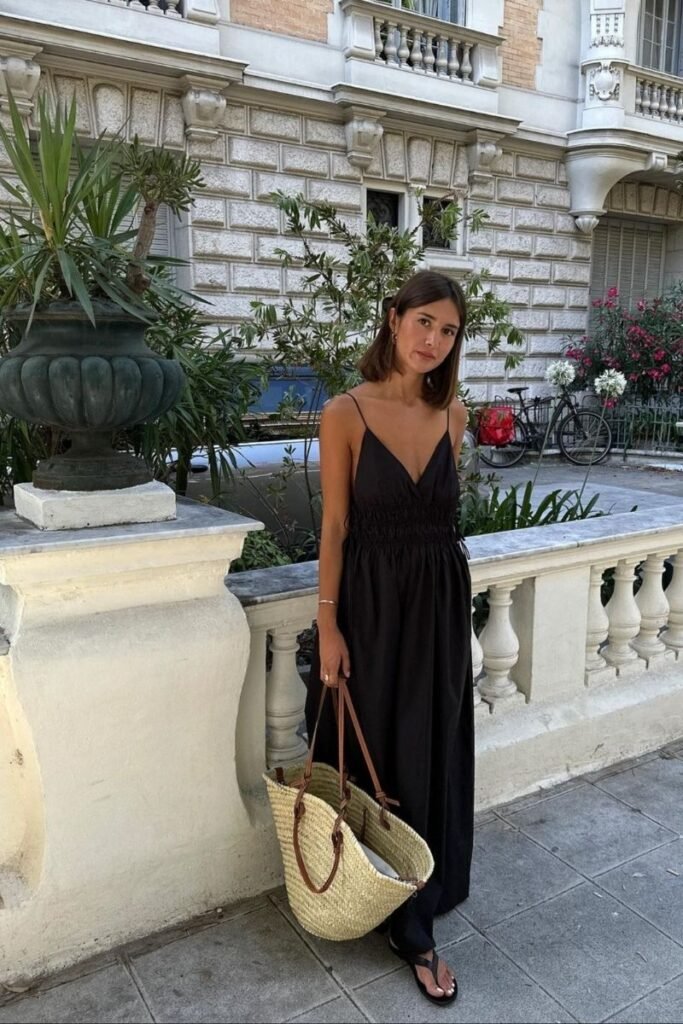 Black Maxi Dress Flip flops