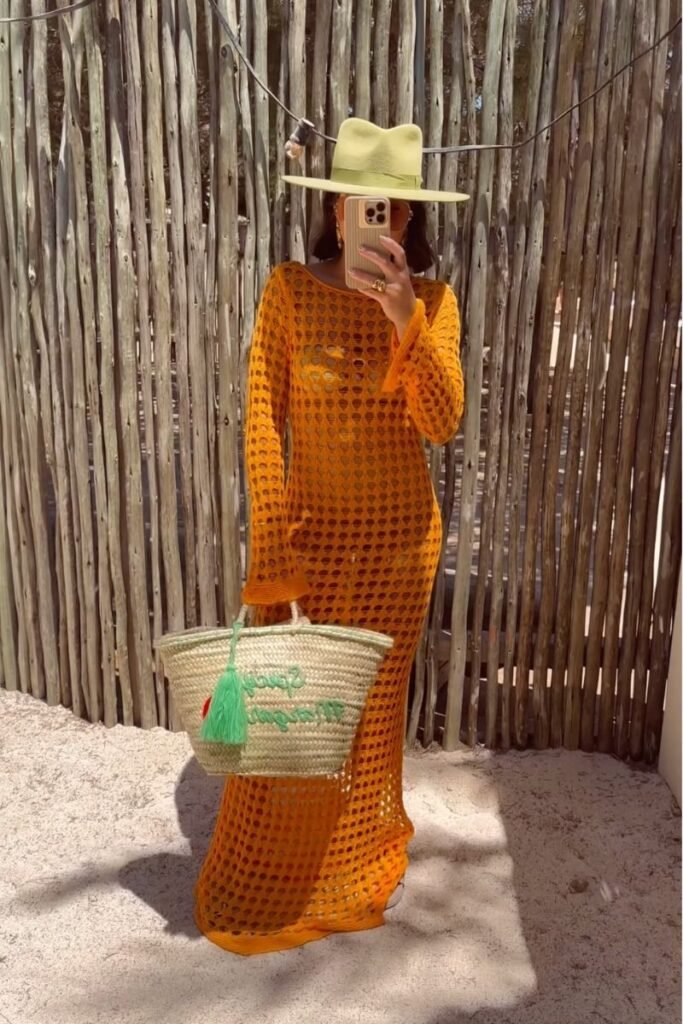 Bright Orange Crochet Dress