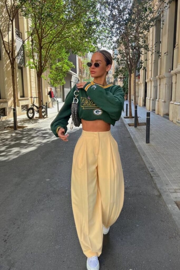 Matching Olive Green Set White Chunky Sneakers