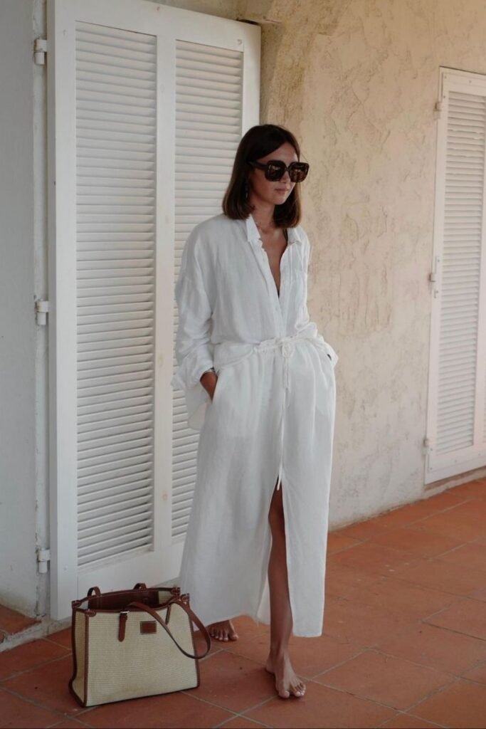 Minimalist White Shirt Dress