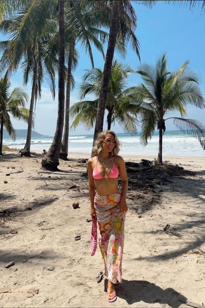 Pink Bikini with Colorful Sarong