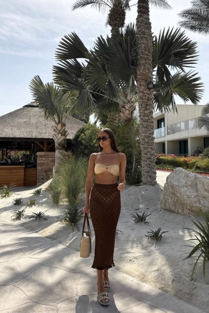 Strapless Bikini with Crochet Skirt