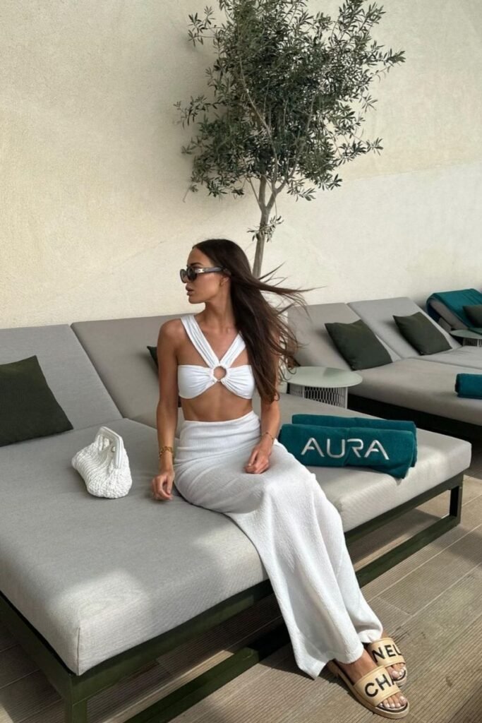 White Bikini with Matching Skirt